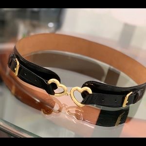 Black Leather Hearted Moschino Belt